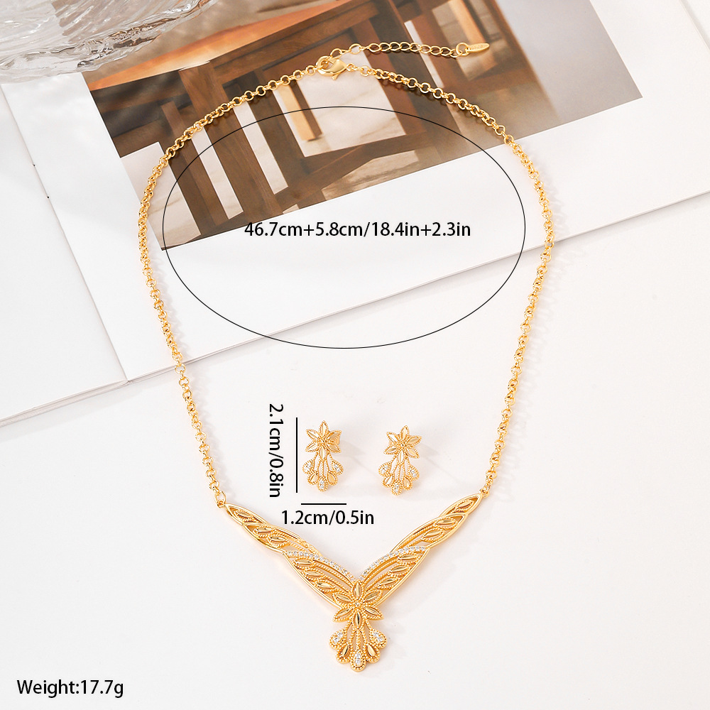 El estilo popular del Oriente Medio opciones transfronterizas de cobre y aluminio pendientes de piedra collar conjunto de joyas de mujer pernos de dos piezas conjunto de joyas