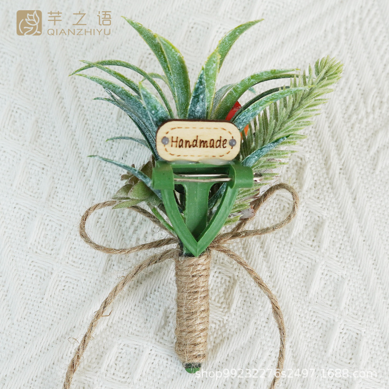 新品森系仿真清新空气凤梨水草婚礼庆典迎宾襟花新娘胸花手腕花