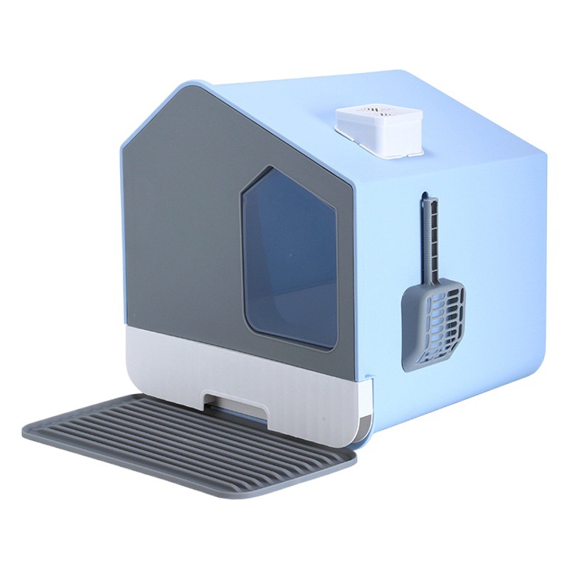 Caja de arena para gatos tipo casa anti-salpicaduras Cajón Grande completamente cerrado gato inodoro desodorante caja de arena para gatos jóvenes caja de arena para gatos