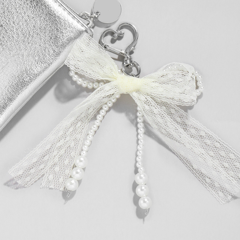 Cross-border Explosions Ins Simple All-match Fashion Lace Faux Pearl Bow Love Keychain Bag Pendant Cross-border Explosions Ins Simple All-match Fashion Lace Faux Pearl Bow Love Keychain Bag Pendant