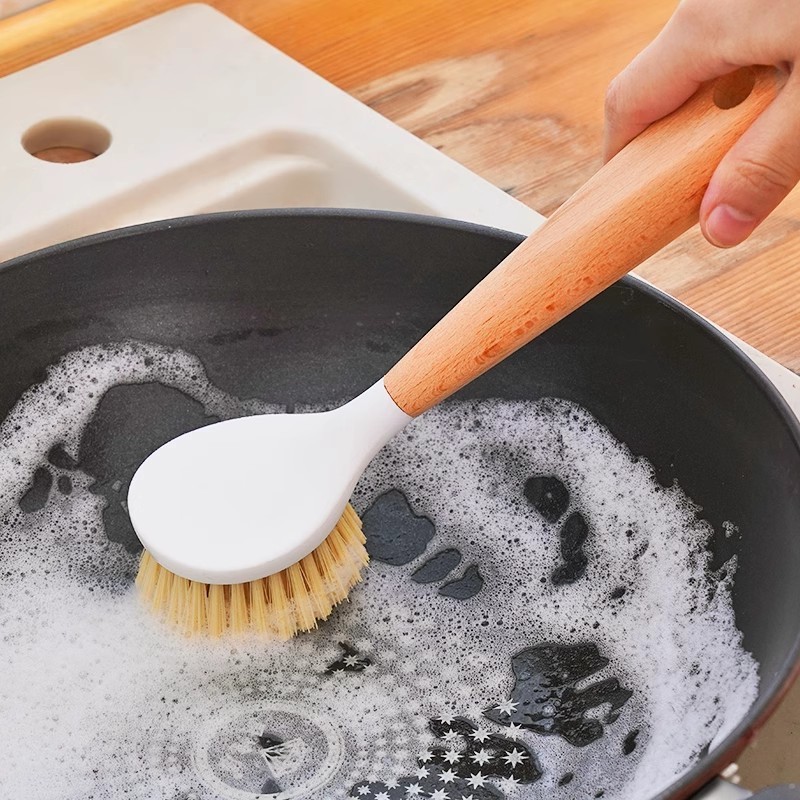 木製鍋ブラシ、コンロ除染クリーニングブラシ、吊り下げ式食器洗いブラシ、食器洗い鍋ブラシ、キッチン木製ハンドル除染ブラシ|undefined