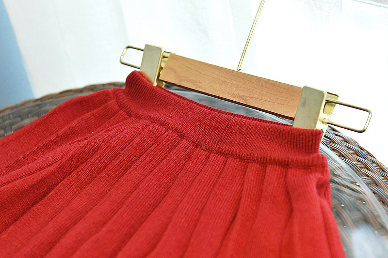 Pull à rayures bleu marine pour filles, ensemble plissé, col polo tricoté, pull avec nœud, jupe courte, YB213_voghion.com