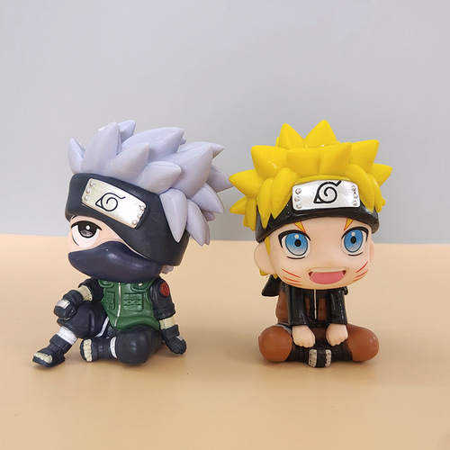 Naruto Q version sitting figure Big-headed Naruto Kakashi animation peripheral model car ornaments doll