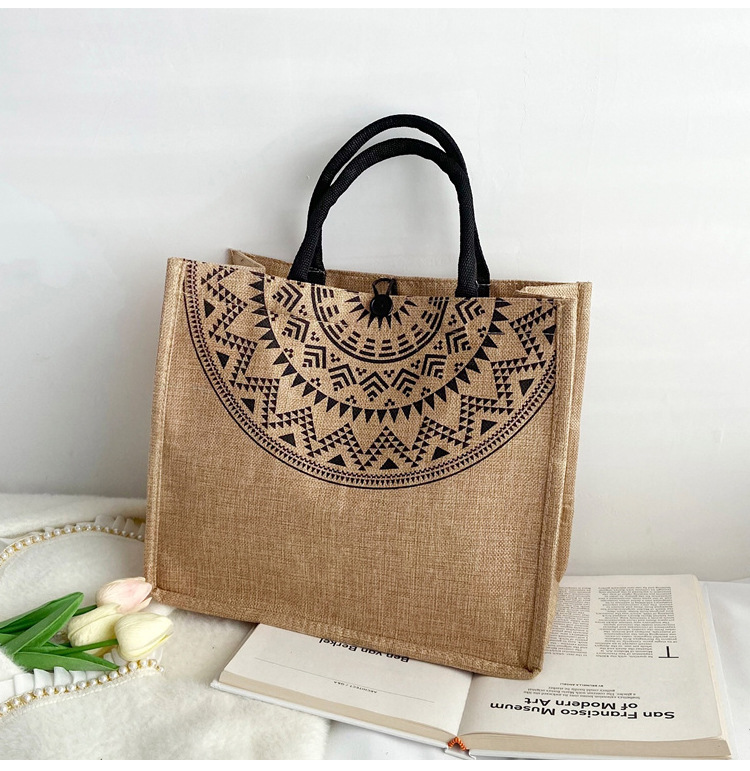 Foreign trade women's bag, cross-border linen handbag bag, 2021 Korean version composite jute cloth bag, fashionable single-shoulder shopping bag undefined