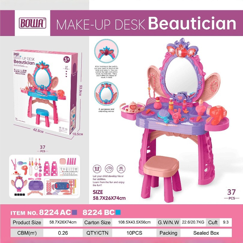 Comercio exterior infantil simulación de inducción de música梳妆台 set de chicas vestir mesa de maquillaje juguetes de maquillaje