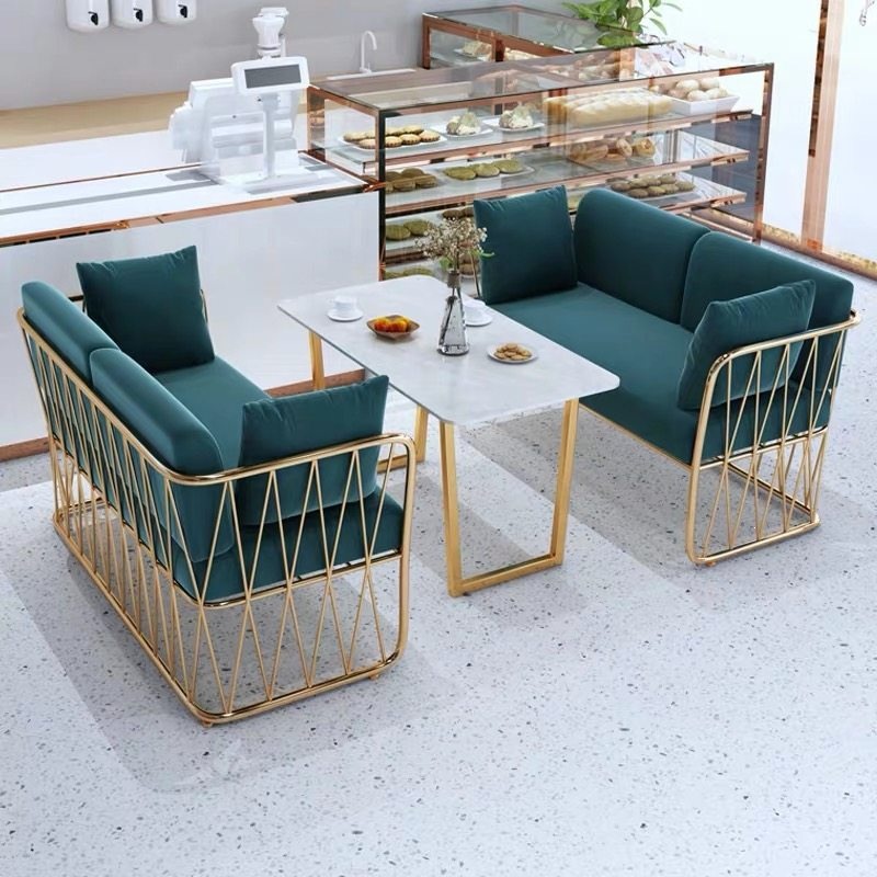 Sofá pequeño, tienda de té de leche, café, sofá de tarjeta para dos personas, sala de estar, postres, mesas y sillas, combinación simple image 13