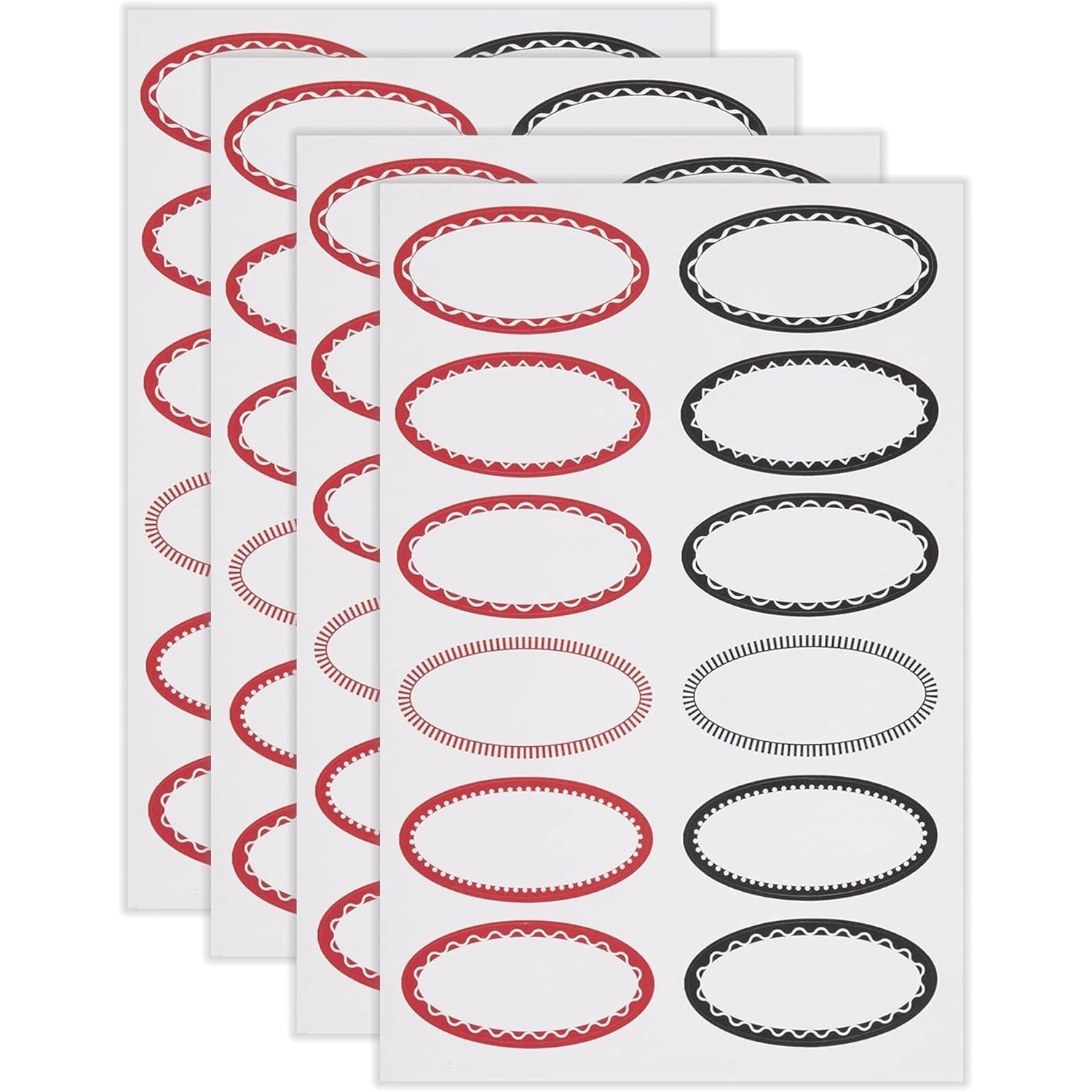 椭圆罐头标签白色边框厨房用自粘贴纸彩色花环封口贴