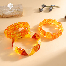 直播爆款仿蜜蜡琥珀花珀手牌蜜蜡多宝手串手排男女款手链饰品批发