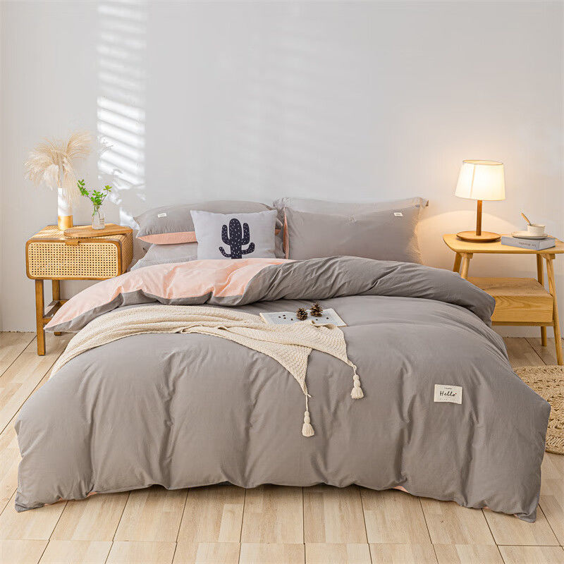 Cama de algodón lavado de algodón de clase A juego de cuatro piezas sábanas de edredón de algodón individual