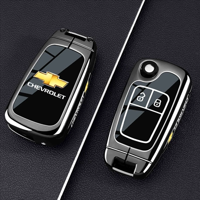Suitable for Chevrolet Foldableing Key Cover Old Model Malibu Chevrolet Cruze Lefeng Rv Car Bag Buckle Shell (Static Rod/Key Bag) - type-a-2-button-gun-black-single-shell