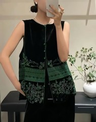 秋季新款重工钉珠刺绣中式丝绒马甲国风上衣背心146