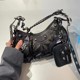 25 New B Motorcycle Bag Armpit Bag Rivet Tassel Three-In-One Crescent Pleated Cowhide Shoulder Crossbody Women's Bag