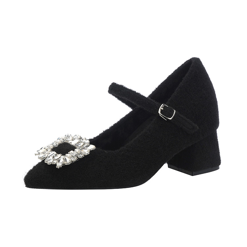 2025 nuevos zapatos de mujer de diamante francés con tacones de terciopelo super altos zapatos de terciopelo de mujer tacones gruesos rojos red tamaño pequeño 33 image 6