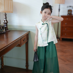 Girls Summer 2025 New Kidsren's Clothing Suits Fashionable and Fashionable Baby Girl Summer Chinese Style Outfits