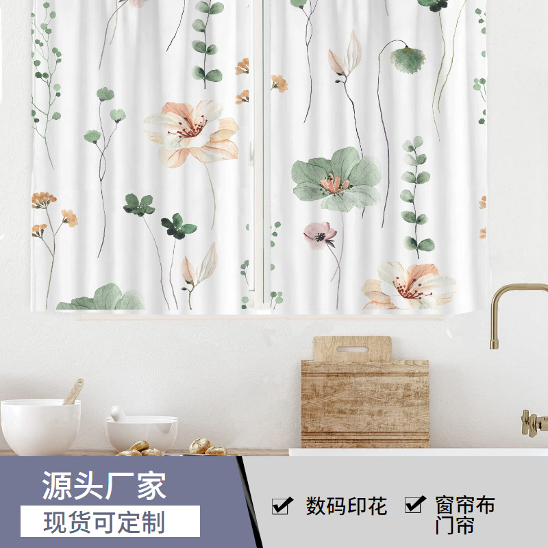 厂家直销数码印花窗帘布跨境直供厨房卫生间门帘浴帘装饰涤纶面料