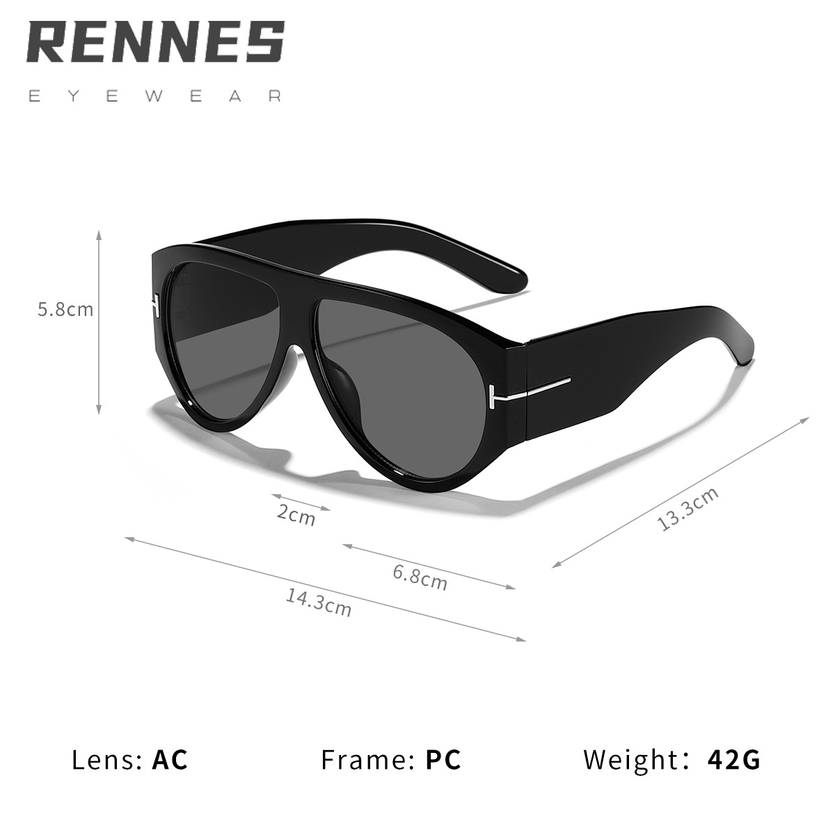 2024 nuevo espejo de sapo de marco grande en forma de T transfronterizo, película marina europea y americana, personalidad masculina y femenina, gafas de sol al aire libre de tendencia