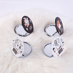 Student Cute Dual-Sided Makeup Mirror Portable Small Mirror Girl Heart Handheld Travel Mirror Foldable Flip-Up Makeup Mirror