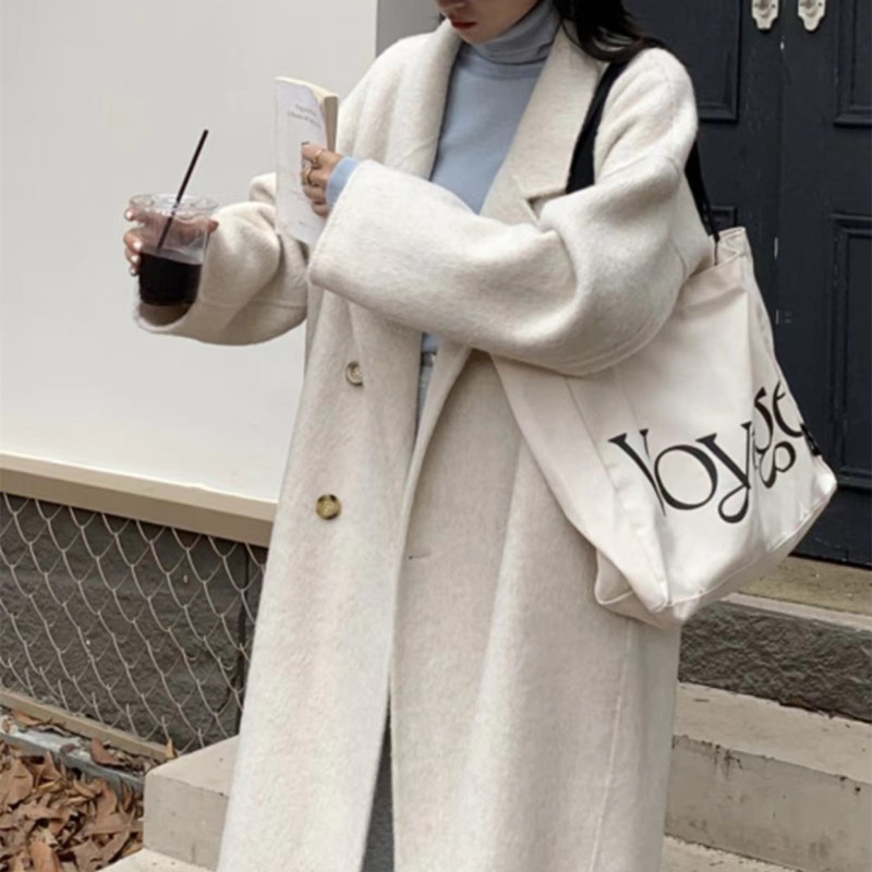 [High-end baby camel hair] Long-haired baby camel hair double-sided wool coat Korean-style loose high-grade wool coat for women