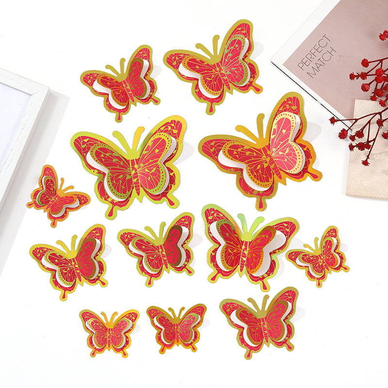 Stickers muraux 3d papillon doré décoration adhésive maison_voghion.com