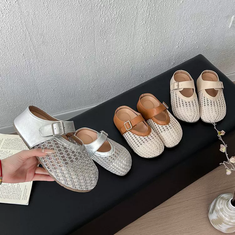 Baotou half slippers women's summer outer wear 2025 new mesh breathable slippers thick-soled Boken shoes slip-on slippers