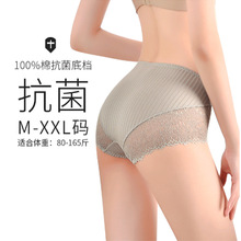 盒装纯棉抗菌大码内裤女 蕾丝轻薄透气女士纯色镂空三角裤女夏季