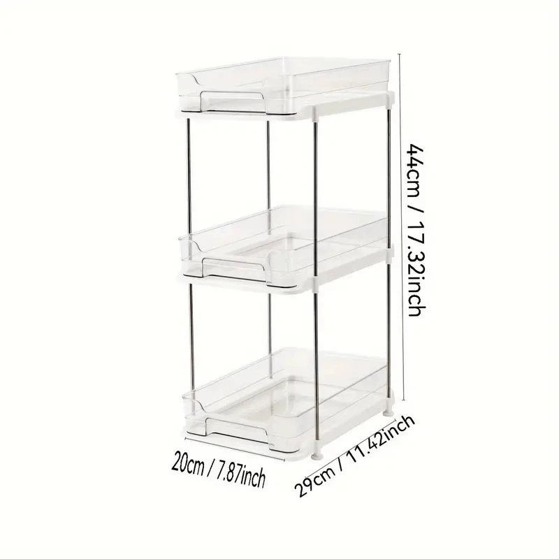 Pull-Out Double-Layer Sink/Bath Storage Rack with Clear Drawers – 2-Tier or 3-Tier Organizer
