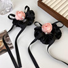 Summer fuchsia hair band contains rose from pearl with bow, hair accessory, new collection, flowered, french style