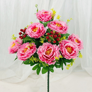 Flowers 10 large peonies bouquet plastic flower ornaments floral silk flowers indoor and outdoor decoration wholesale dried flowers flowers