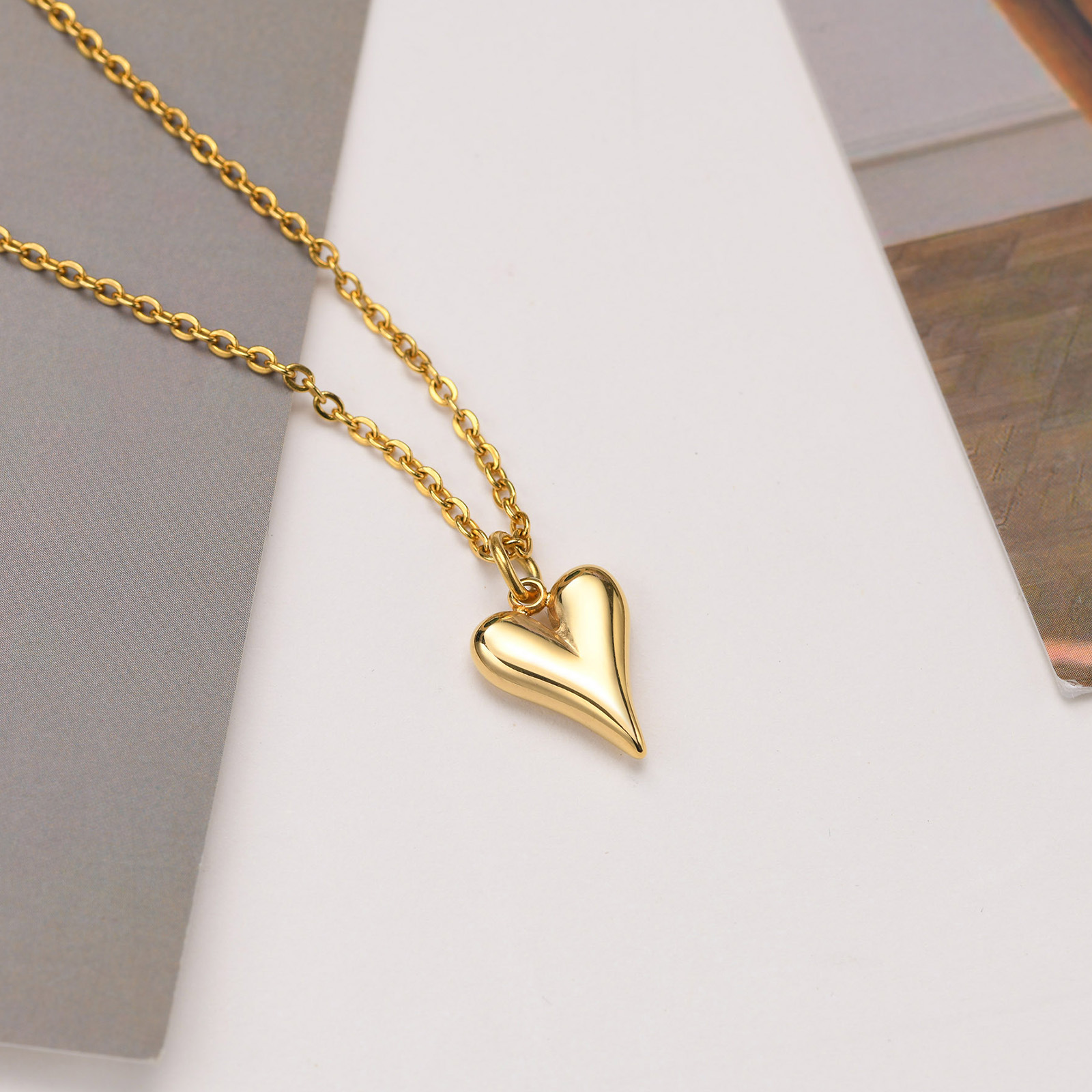 Simple Style Heart Shape Stainless Steel Titanium Steel Plating Pendant Necklace 1 Piece