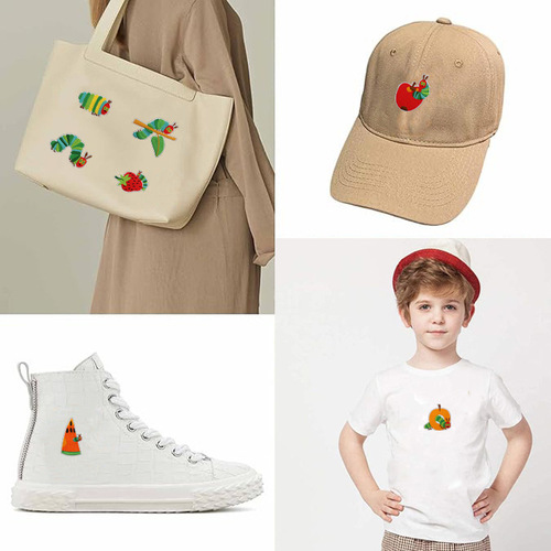 Caterpillar Embroidered Patch Bag Packaging Decor Watermelon Bug Computer Embroidery Label Rotten Apple Patch Stamp Zhangzi