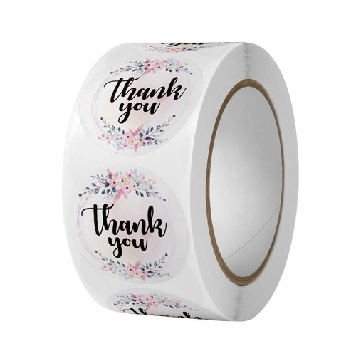 Amazon round roll floral thank you stickers wedding decoration stickers holiday handmade sealing stickers