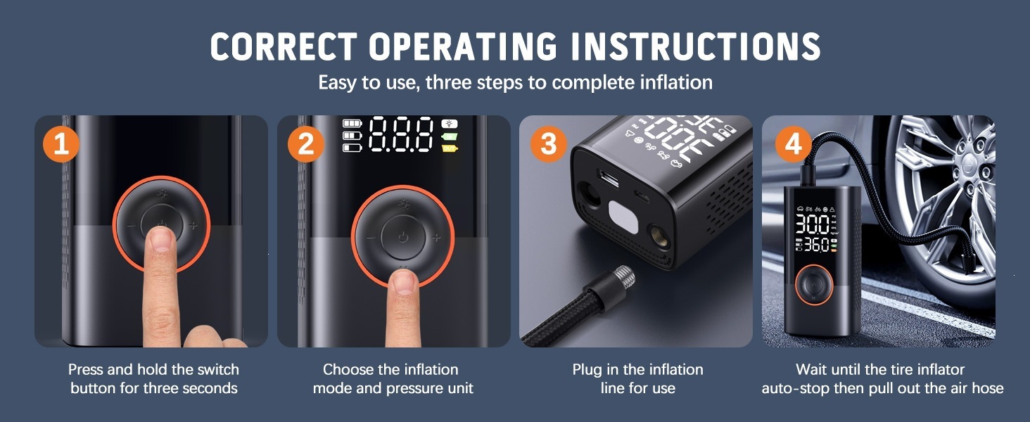 Hot-Selling Wireless Car Air Pump, Electric Smart Portable Off-Road Bicycle Air Pump