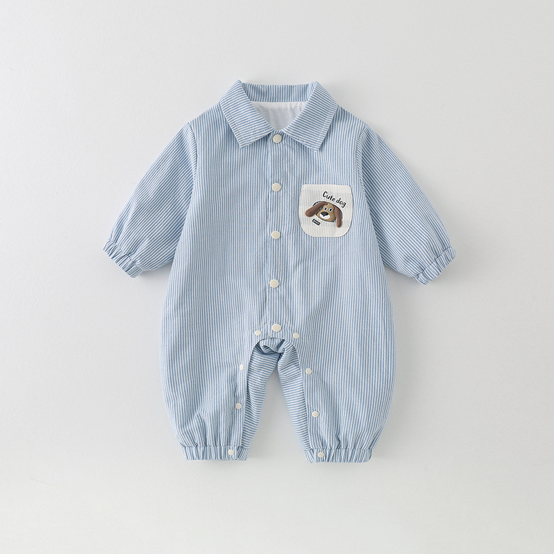 Baby Spring and Autumn Super Cute Romper for Boys and Girls, Full Moon and Hundred-Day Celebration Outfit, Cartoon Long-Sleeve Jumpsuit for Outings