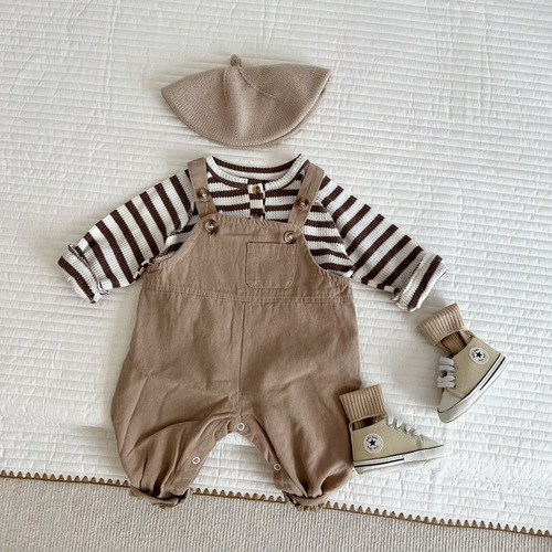Autumn clothing for boys and girls, openable overalls, newborn outing jumpsuit, infant crawling suit 0095A010