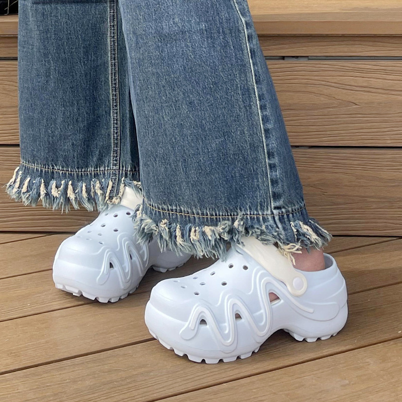 Summer Thick-Soled Outer Wear High-Bottom Sandals and Clogs for Women Eva Deodorant Breathable Wear-Resistant Non-Slip Camping Style Toe-Toe Slippers
