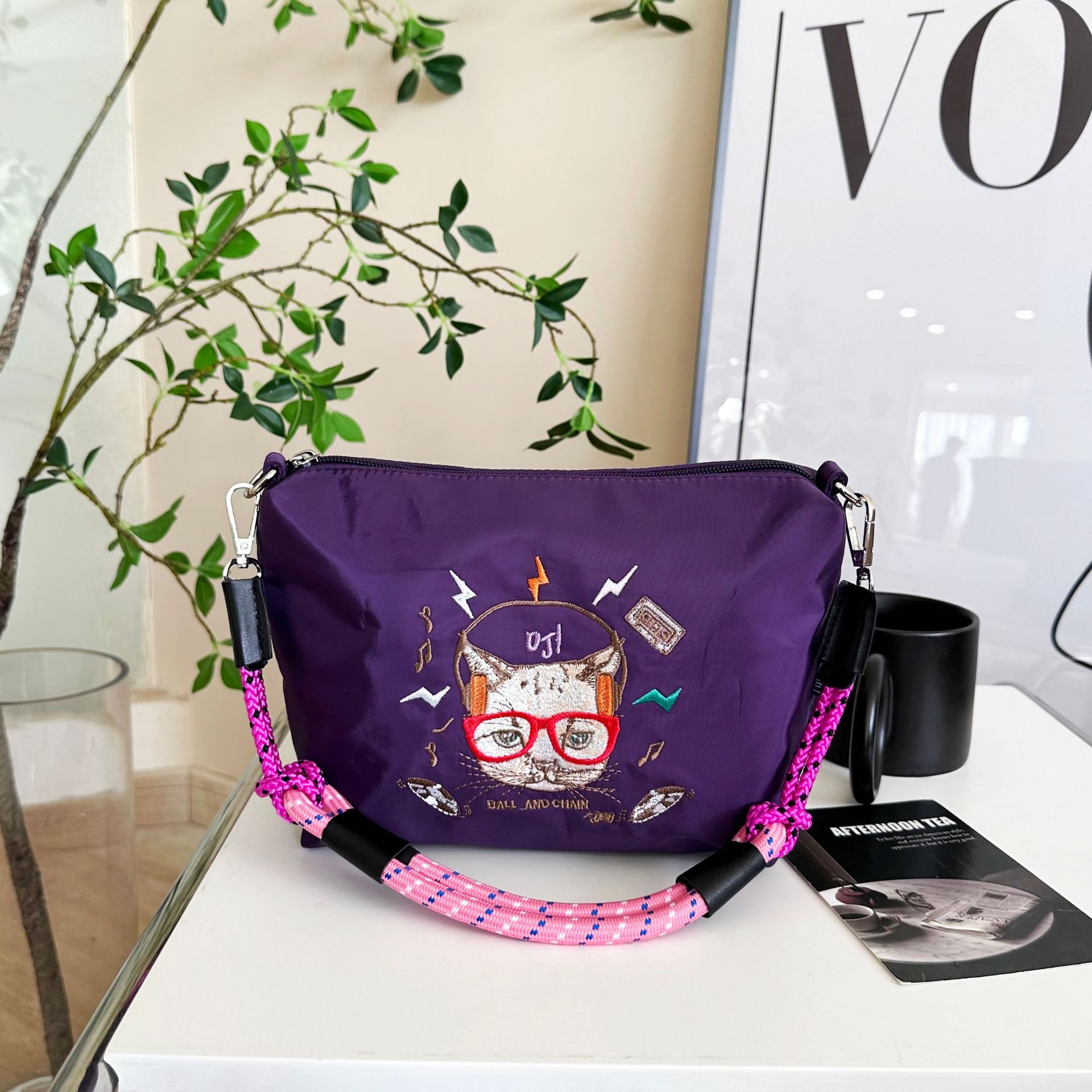 Gao Yuanyuan mismo estilo diez mil Agujas Bordado bolso bandolera bolsa de doble uso bolsa de la axila bolsa pequeña bolsa cuadrada bolsa casual bolsa diaria