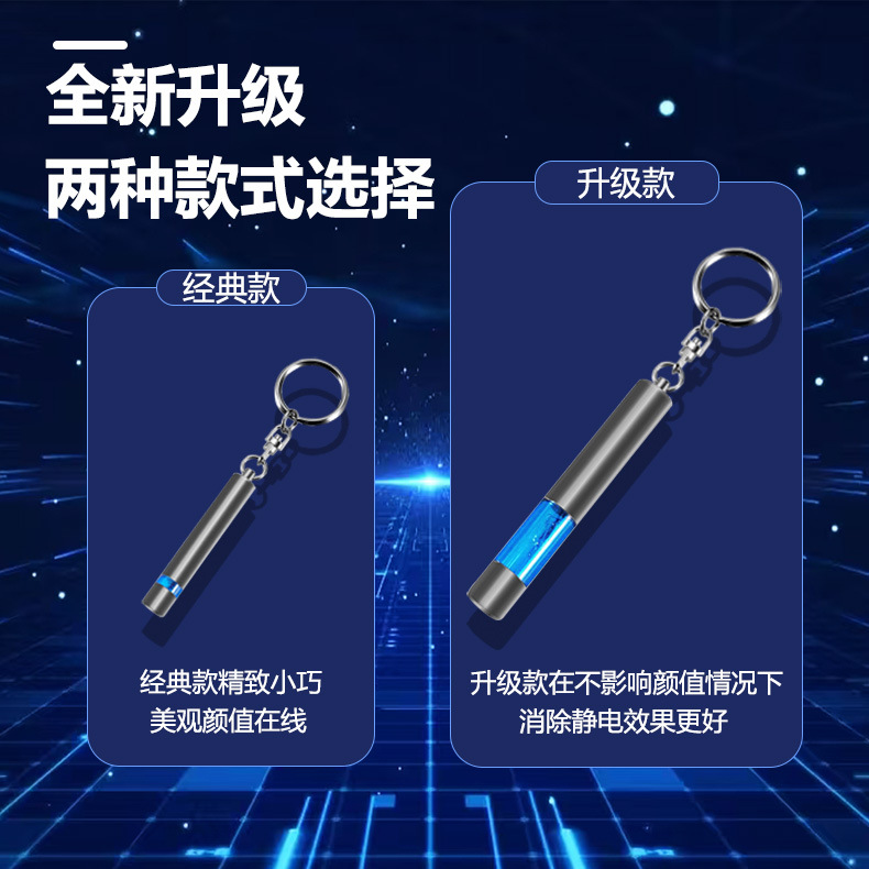 New Electrostatic Rod Car Keychain Tungsten Steel Copper High-Efficiency Human Body Static Electricity Release Pen Car Anti-Static