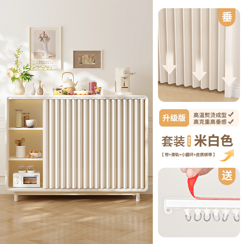 Gabinete plegable cortina de bloqueo gabinete de cocina impermeable y sin perforaciones gabinete de almacenamiento de artículos diversos cortina de tela fea a prueba de polvo