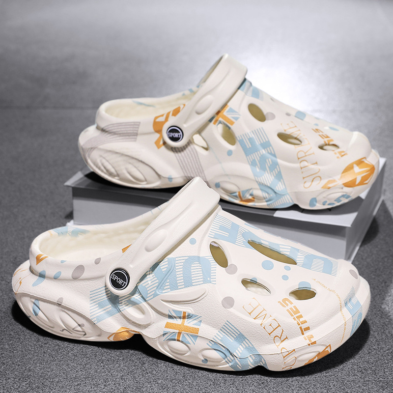 Summer New Croc Shoes Men's Large Size 47 Foreign Trade Original 46 Wholesale Thick Sole Heightening Driving Work Sandals and Slippers