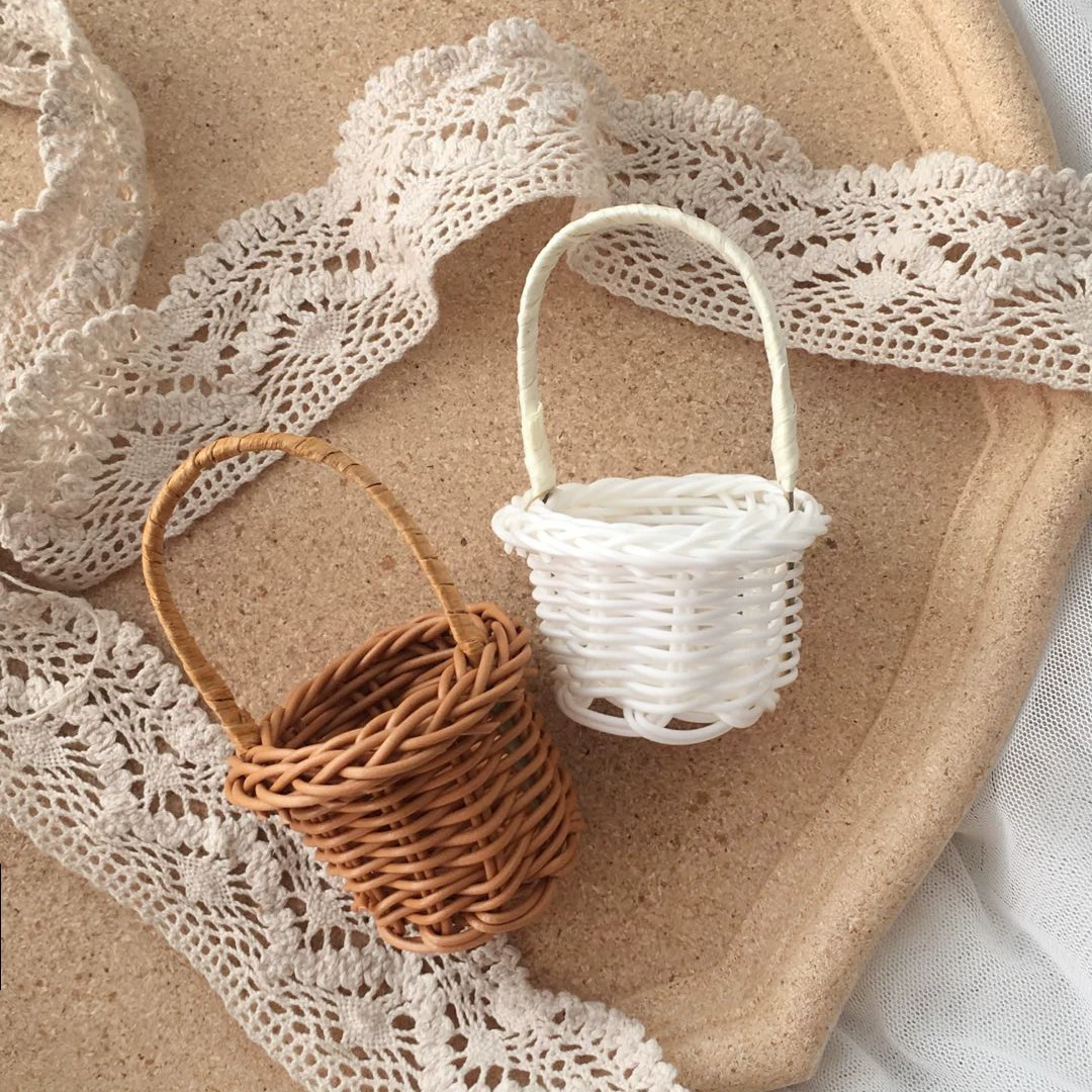 Плетеная мини-суккуленты маленькие цветочные корзины для настольных украшенных корзин для автомобилей