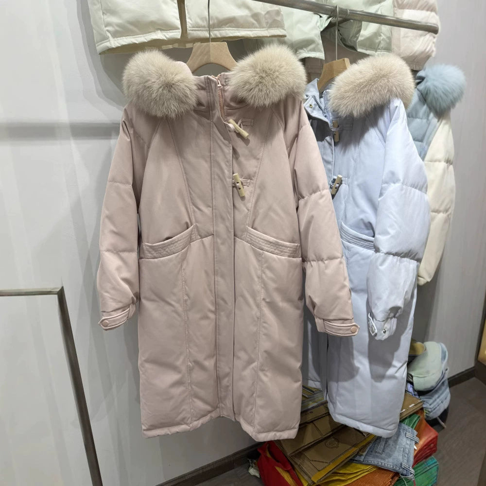Куртка-пуховик, тренч, mid-length, oversize, увеличенная толщина, макси длина