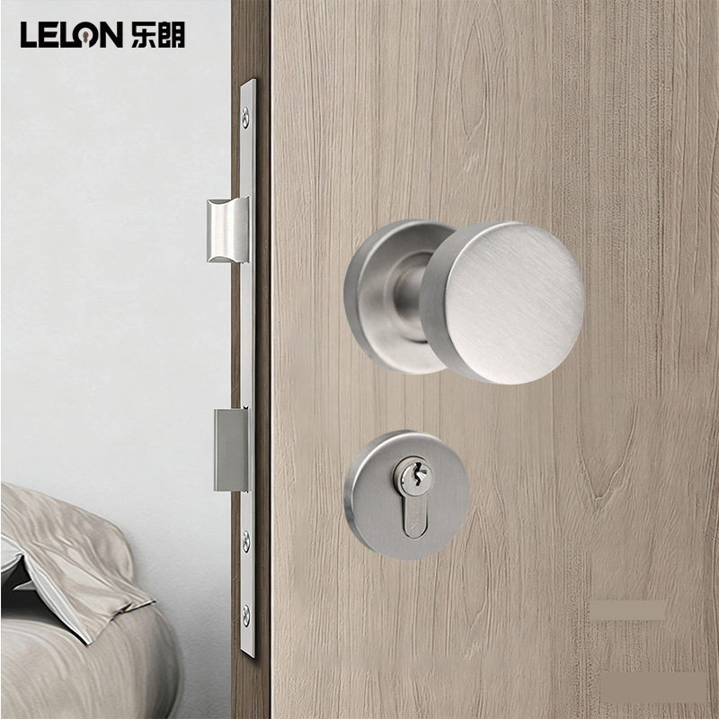 Acero inoxidable 304 cerradura esférica americana cerradura silenciosa de puerta dividida puerta del dormitorio cerradura de manija redonda doble cerradura de puerta de madera