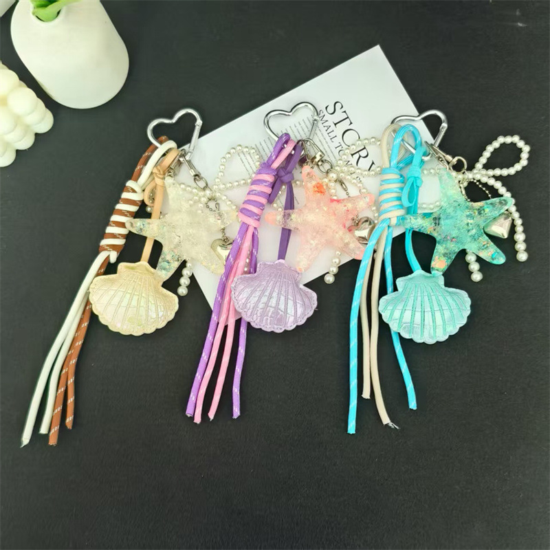 Cute and Simple Creative Miu Shell Starfish Braided Rope Accessories Bag Pendant Keychain Wholesale