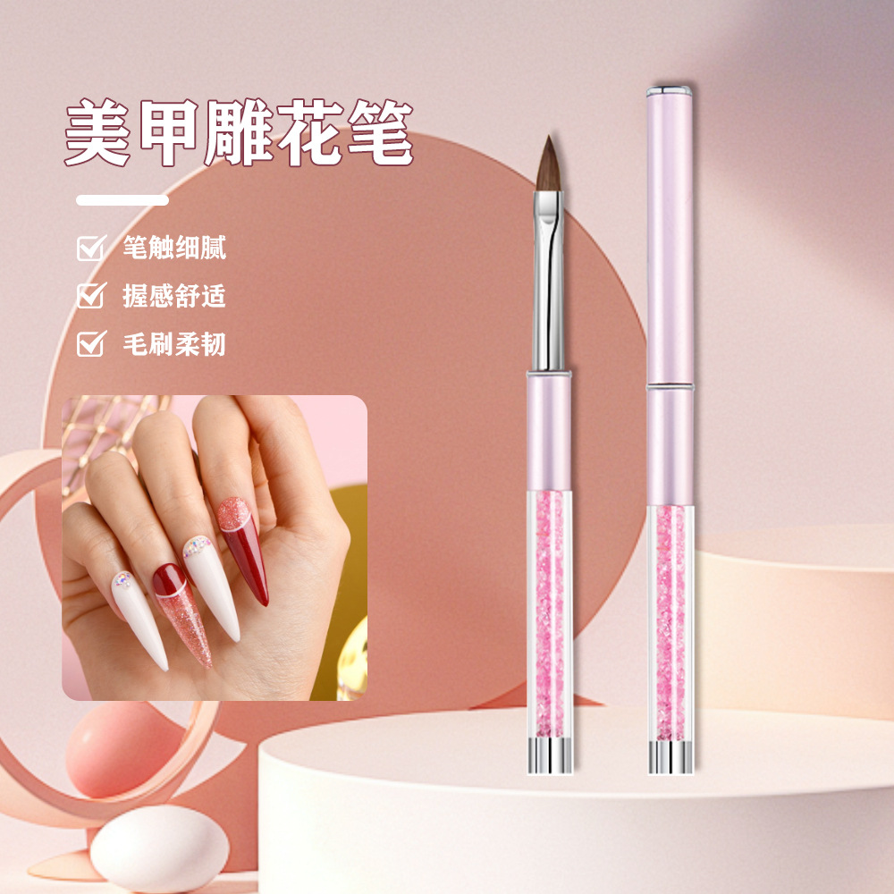 Lápiz de tallado de cristal de nylon cabello rosa acrílico tubo de perforación cubierta de metal adecuado para tallado dibujos animados lápiz de cristal