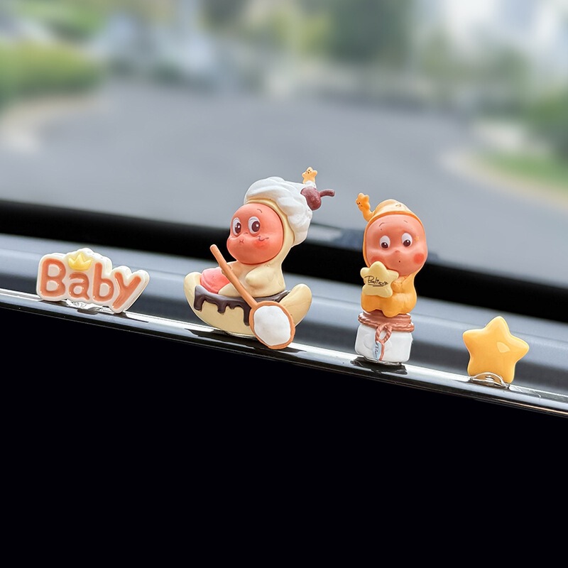 创意车载摆件星星人汽车中控台显示屏幕车内装饰品公仔可爱创意女|undefined
