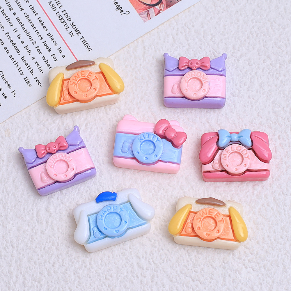 Dibujos animados pequeña cámara transmisión en vivo caliente DIY pegamento crema teléfono móvil Shell joyería accesorios de resina horquilla al por mayor