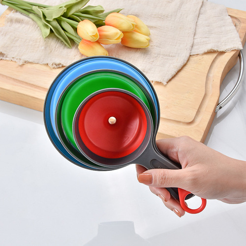Silicone telescopic foldable funnel wide mouth jam funnel kitchen tool dispensing funnel three-piece oil leakage set
