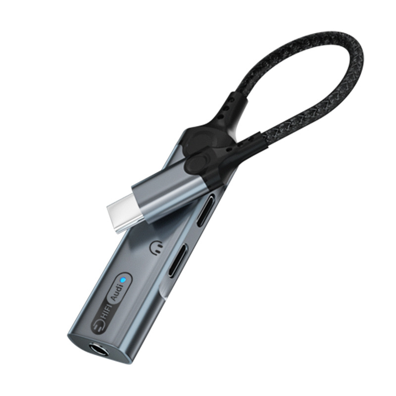 Typec carga rápida 60W convertidor de auriculares de audio tres en uno tarjeta de sonido del teléfono móvil adaptador en vivo para Apple 15