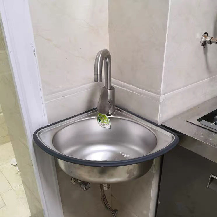 Stainless Steel Triangular Basin, Thickened Small Sink, Small Corner Single Sink Basin, Vegetable Washing Basin, Hand Washing Basin, Dishwashing Sink