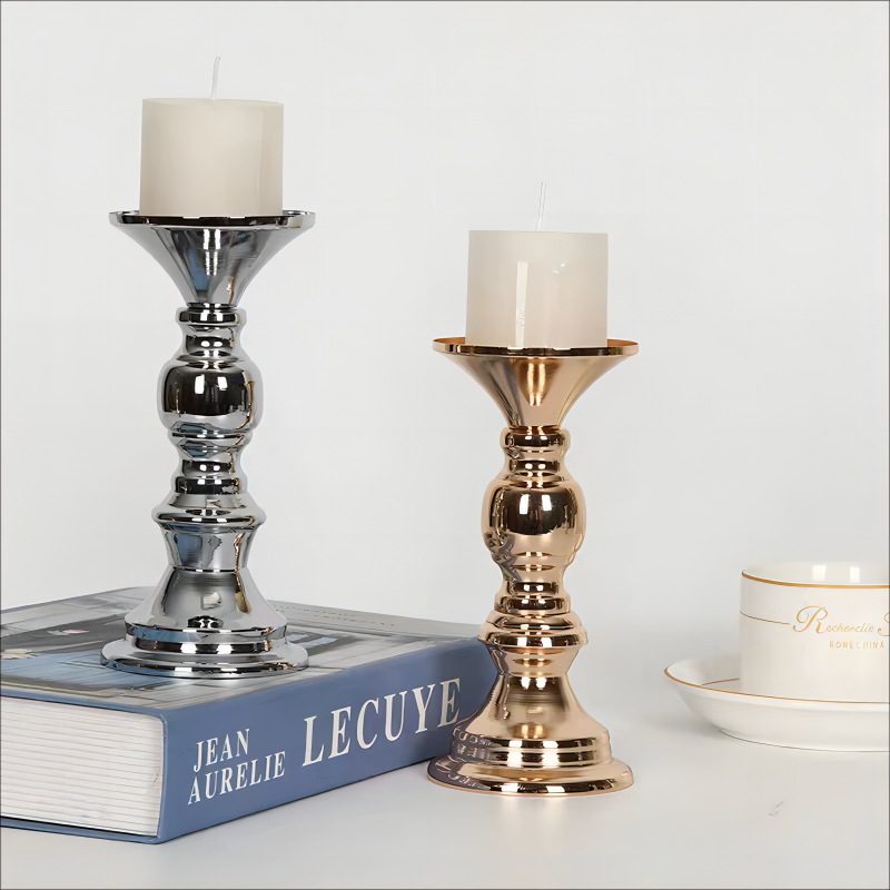 Candelaria europea moderna simple accesorios de boda decoraciones románticas para el hogar comida occidental lámpara de vela de hierro forjado decoración de boda